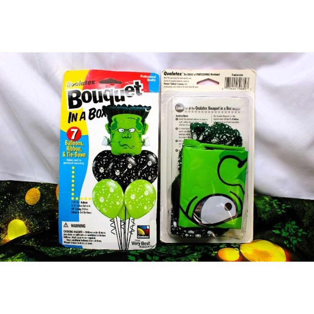 NOS HALLOWEEN! 2 Lots of 2 Qualatex Bouquet In A Box 7 FRANKENSTEIN Has ALL in 1